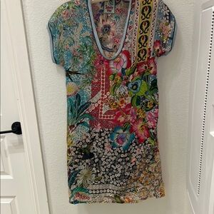 Johnny Was Multicolor Floral Patchwork Dress